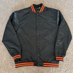 Santa Cruz black and orange varsity bomber jacket streetwear